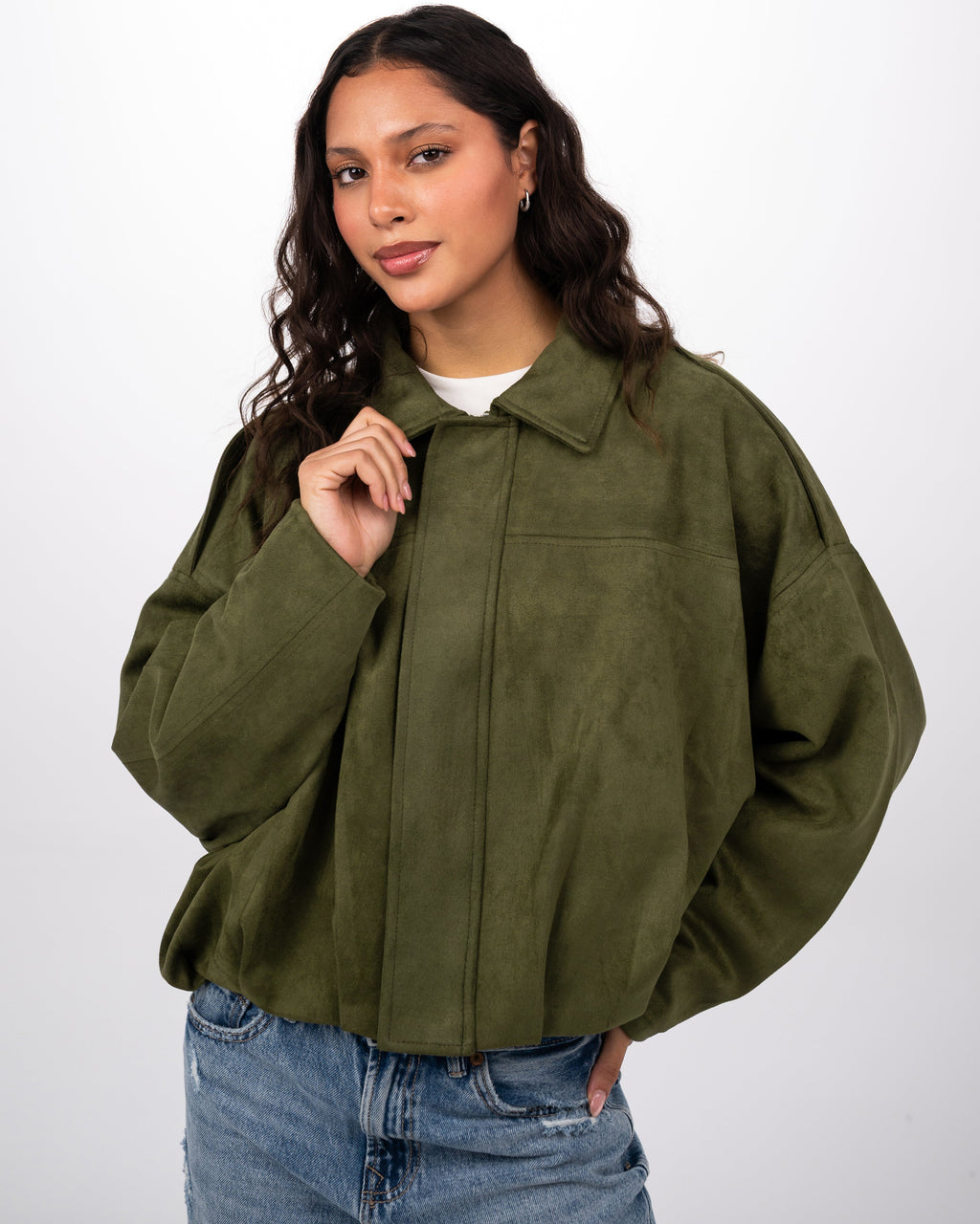 THE SUEDE JACKET - OLIVE