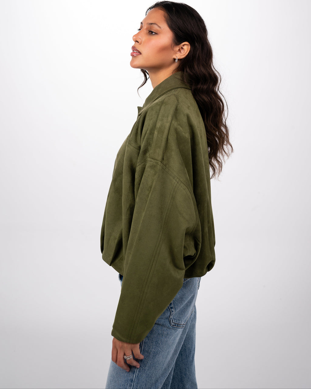 THE SUEDE JACKET - OLIVE