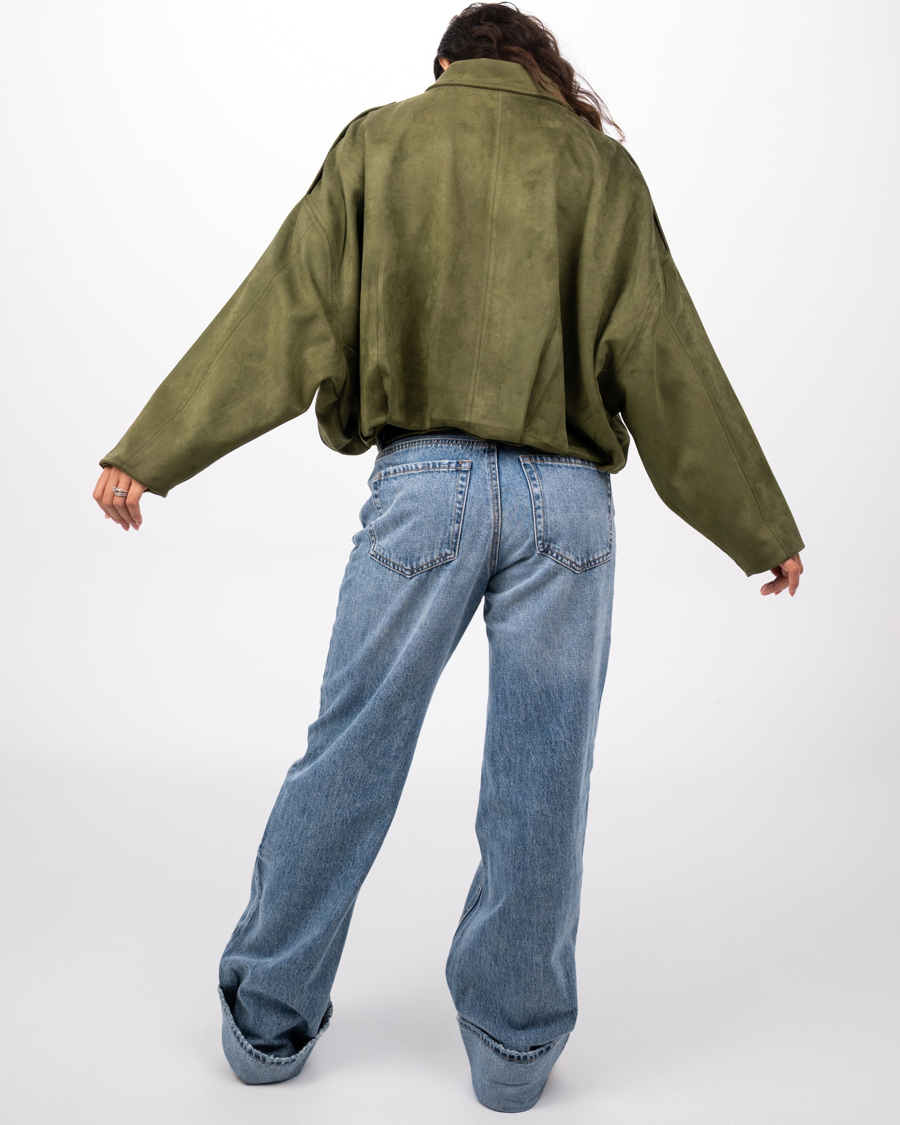 THE SUEDE JACKET - OLIVE