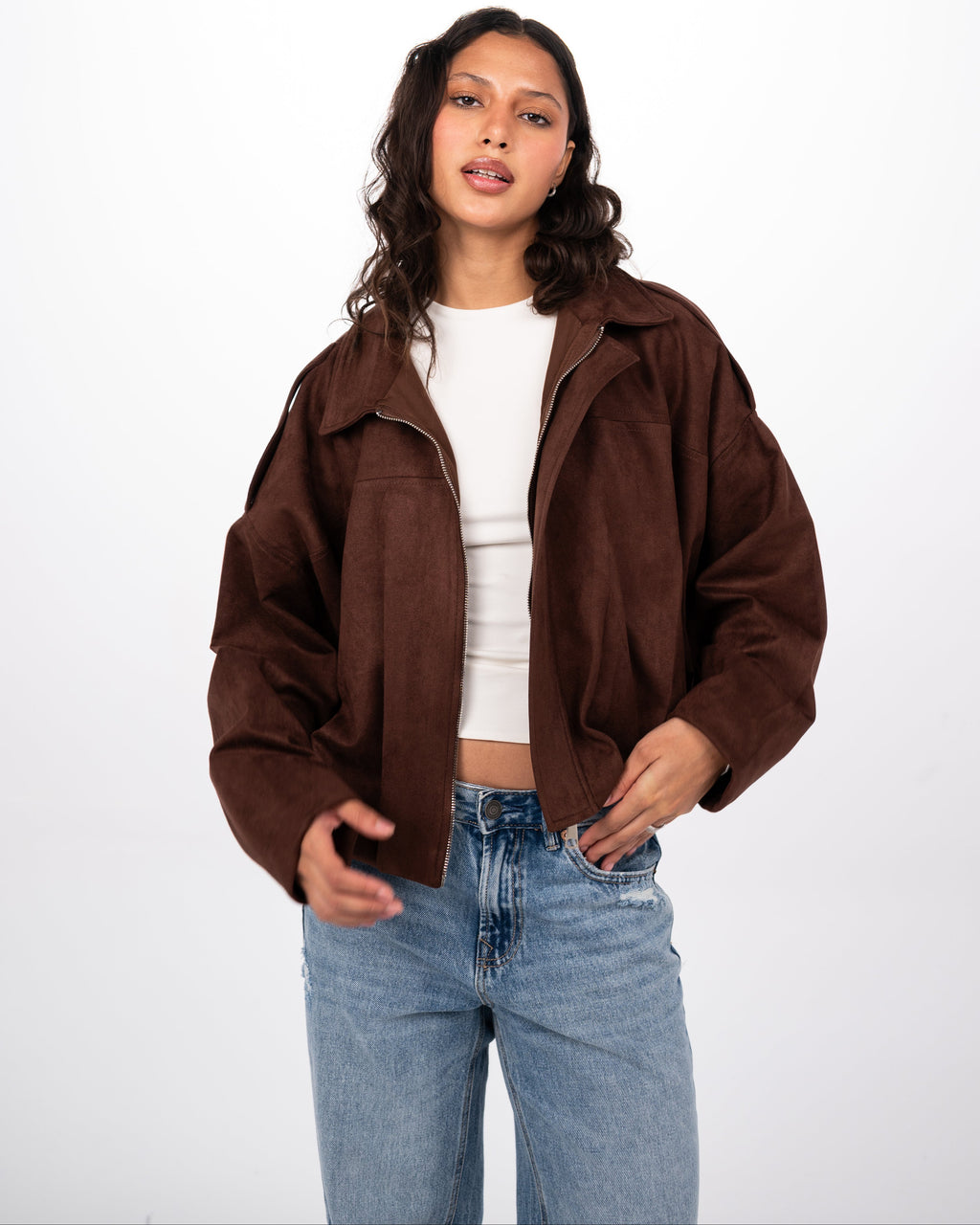 THE SUEDE JACKET - BROWN