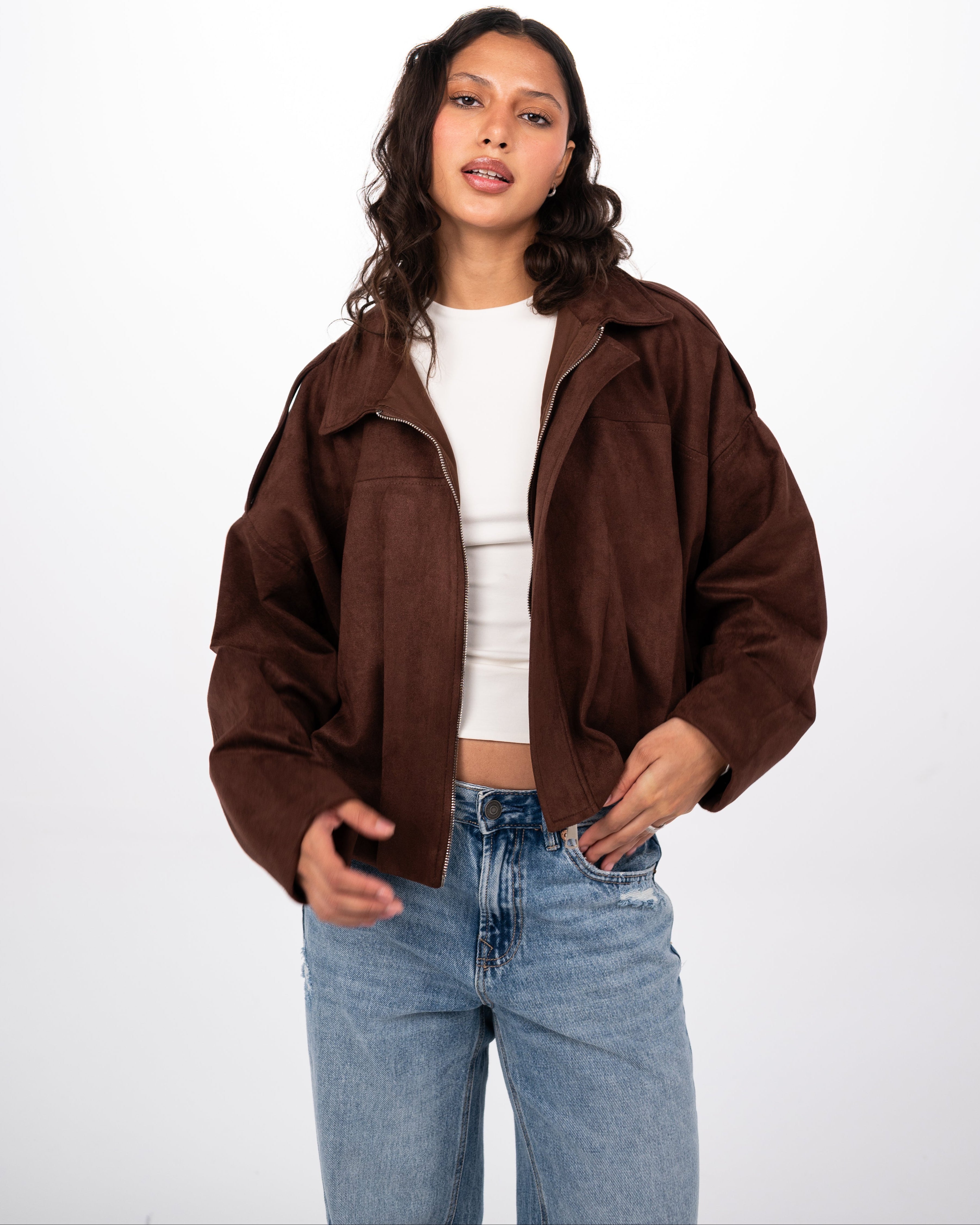 THE SUEDE JACKET - BROWN