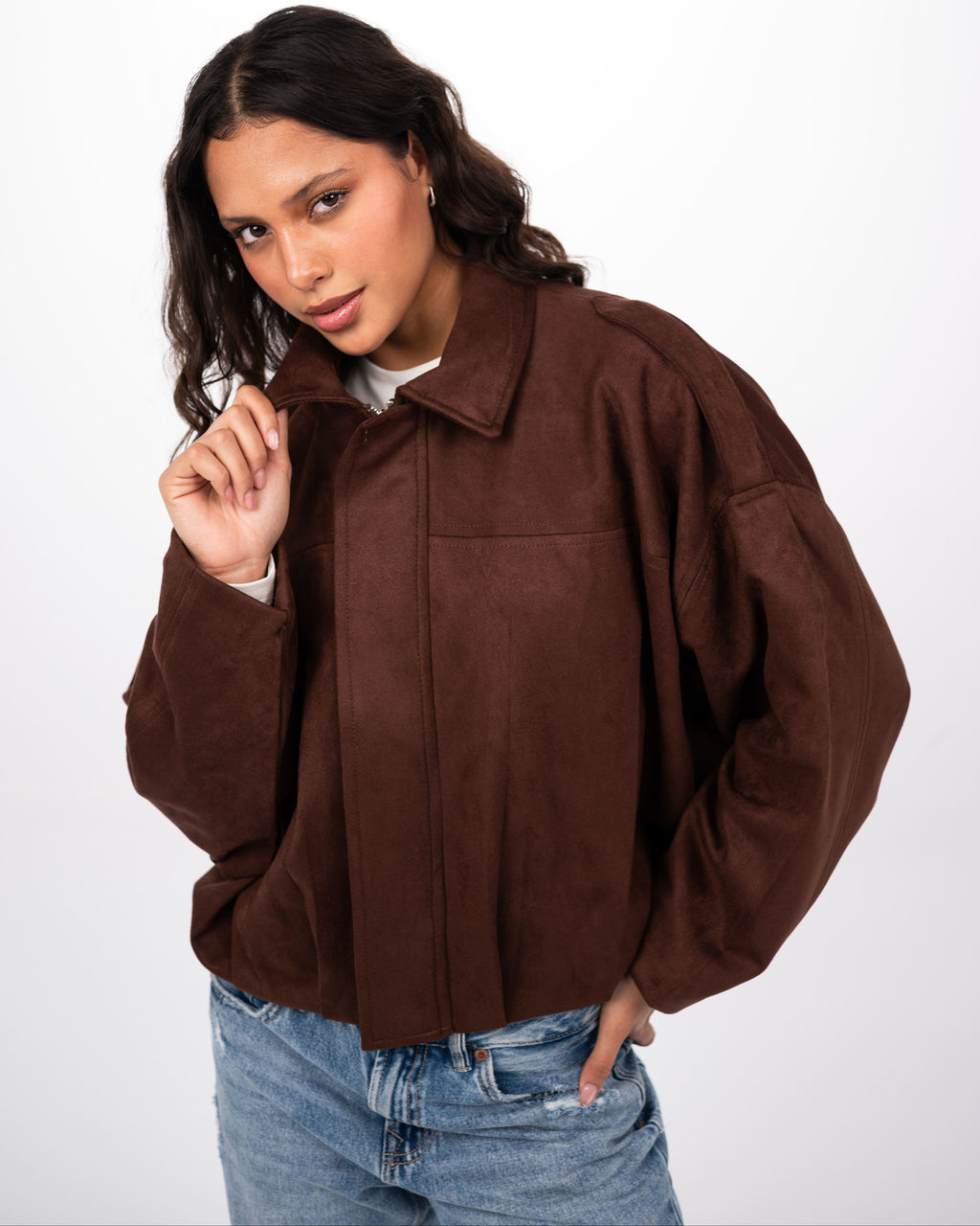 THE SUEDE JACKET - BROWN