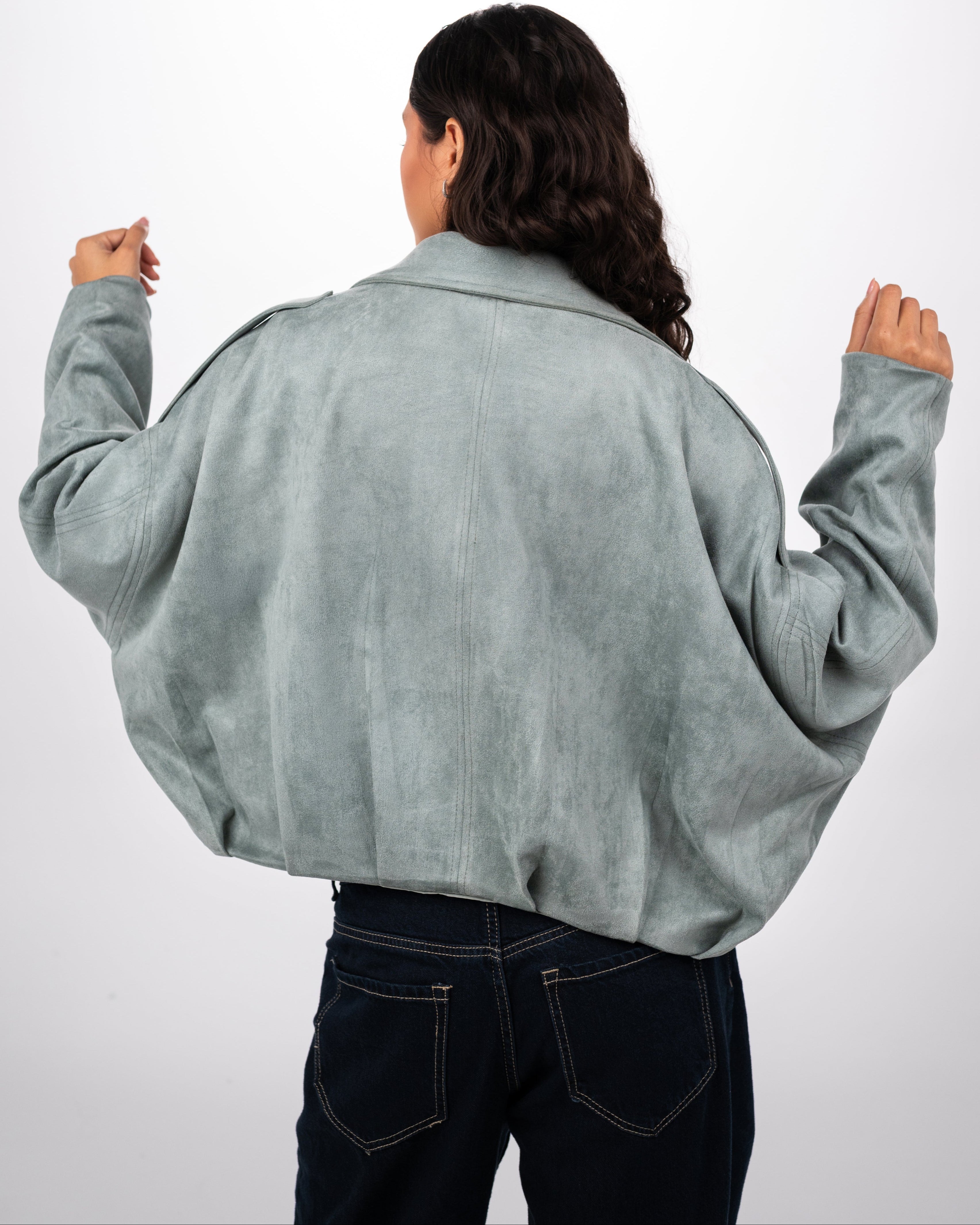 THE SUEDE JACKET - DUSTY BLUE