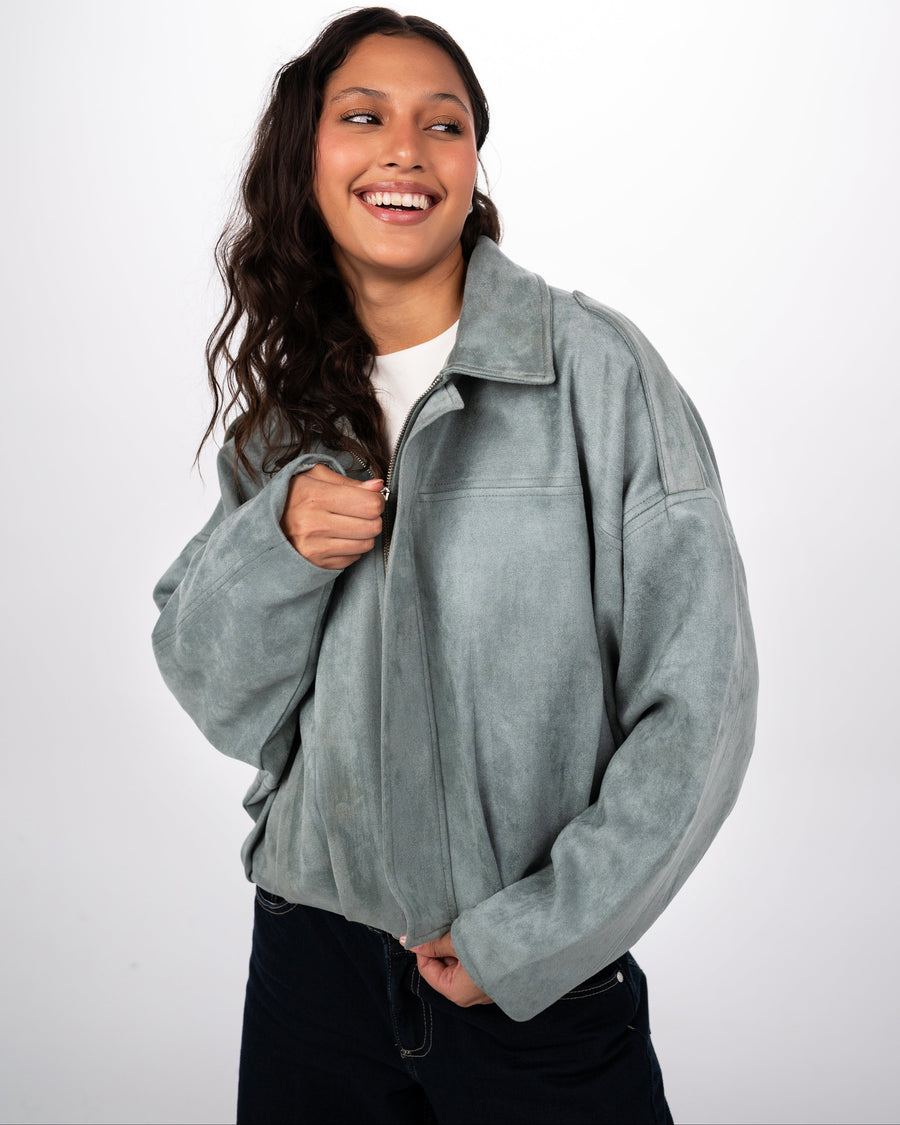 The Suede Jacket - Dusty Blue