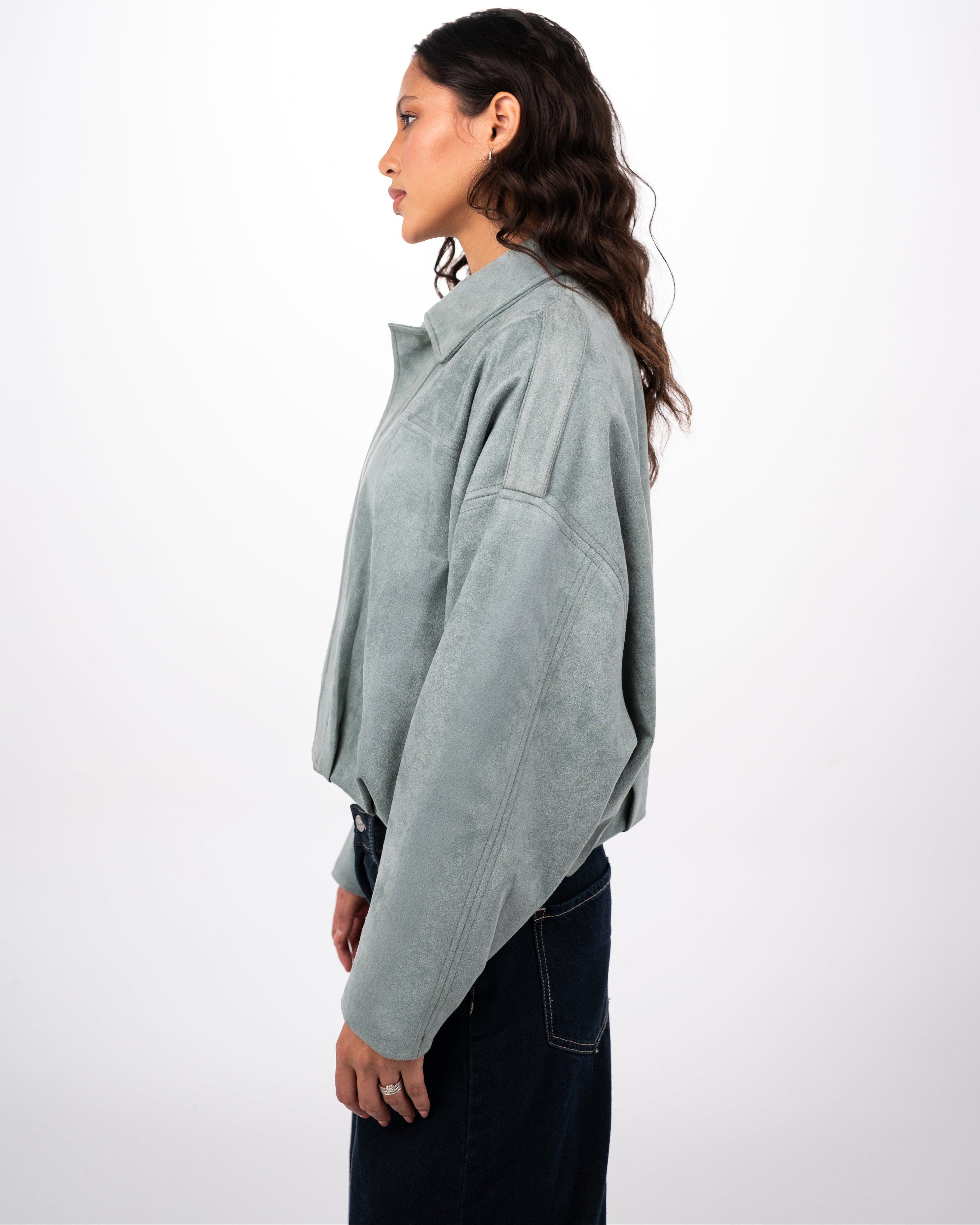 THE SUEDE JACKET - DUSTY BLUE