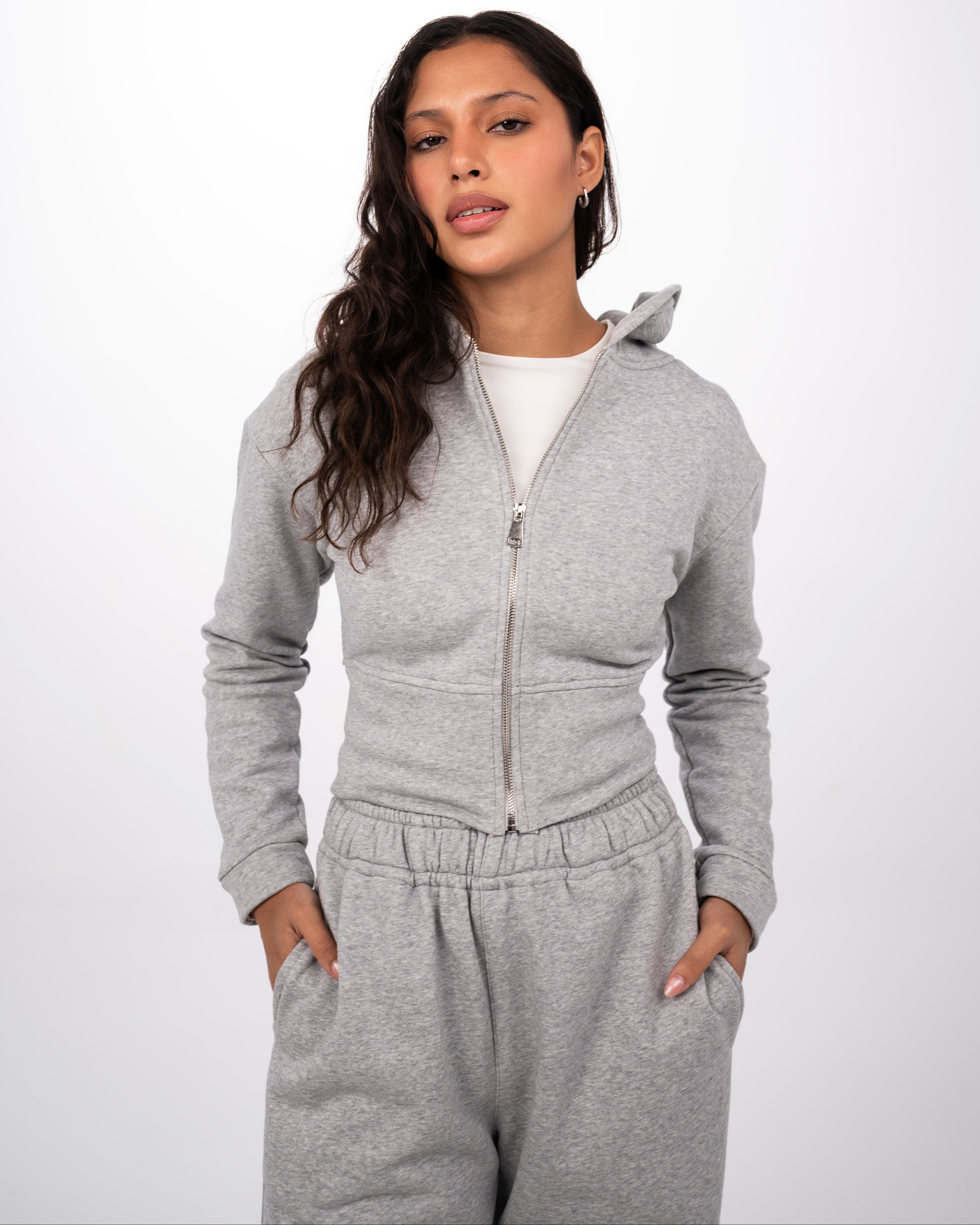 CONTOUR CROPPED JACKET - GREY