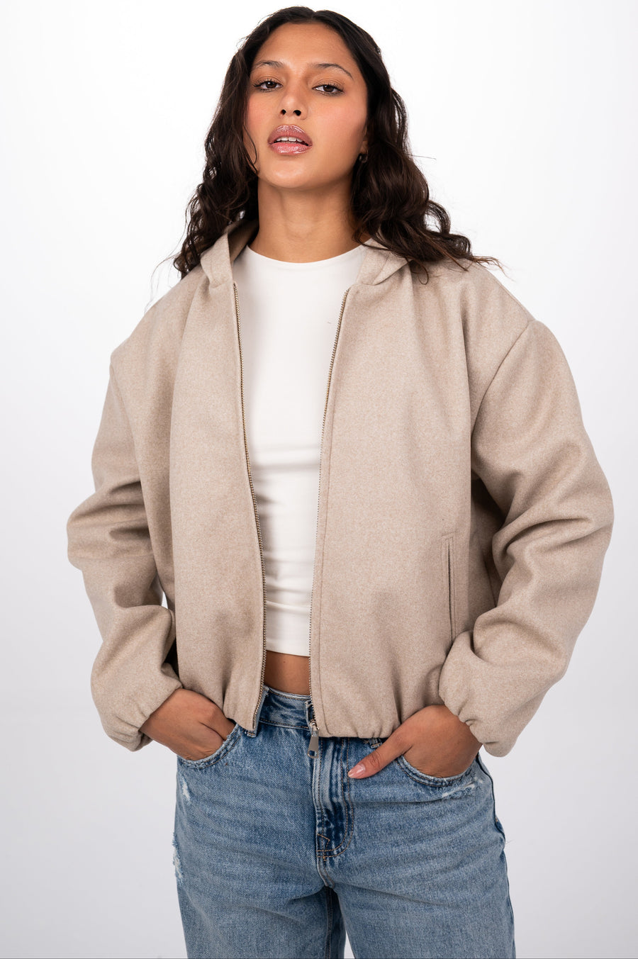 The Wool Bomber Jacket - Beige