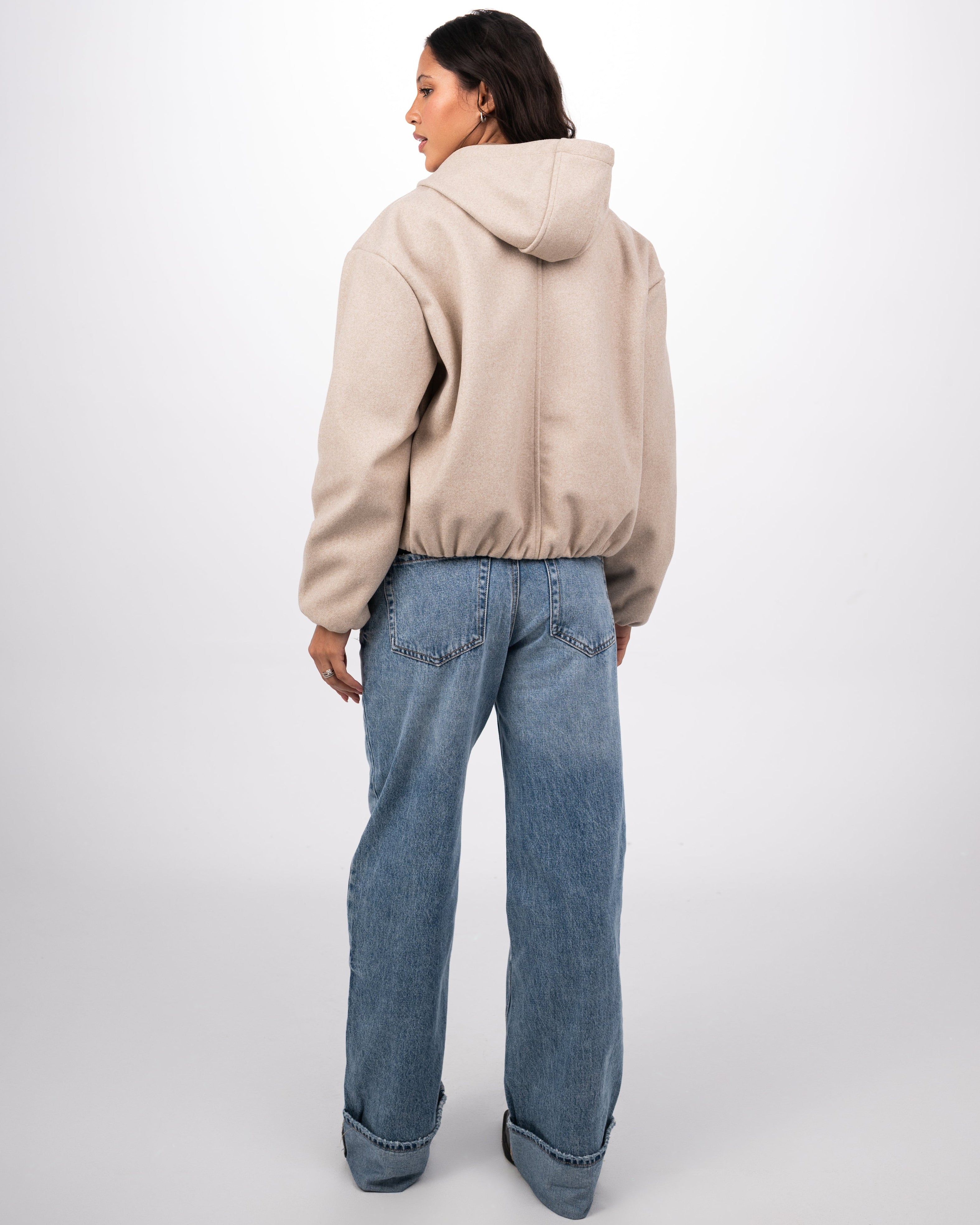 WOOL BOMBER JACKET - BEIGE
