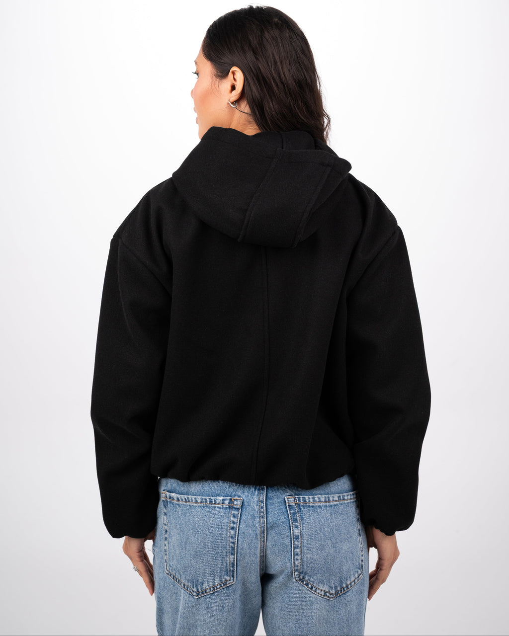 WOOL BOMBER JACKET - BLACK