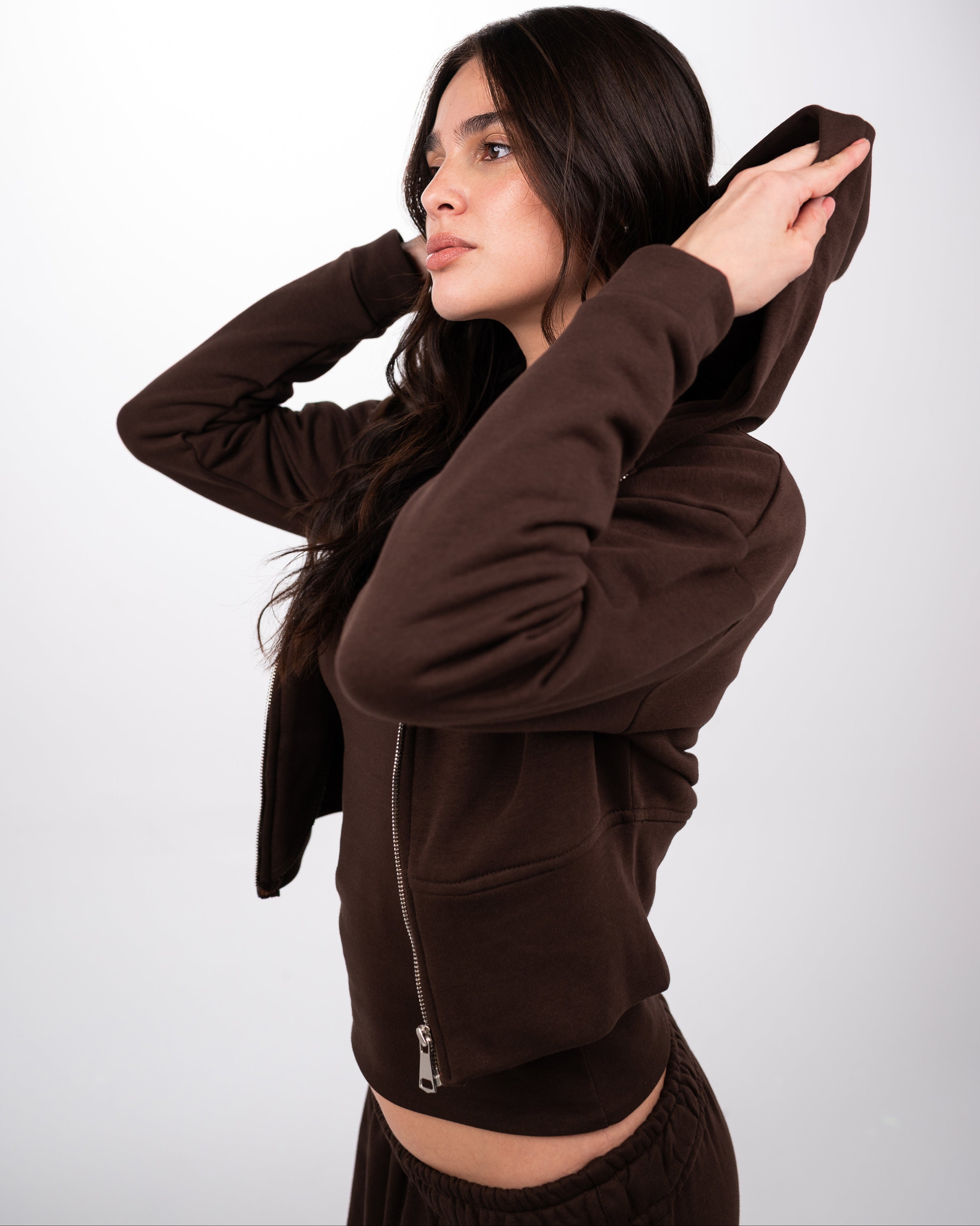 CONTOUR CROPPED JACKET - BROWN