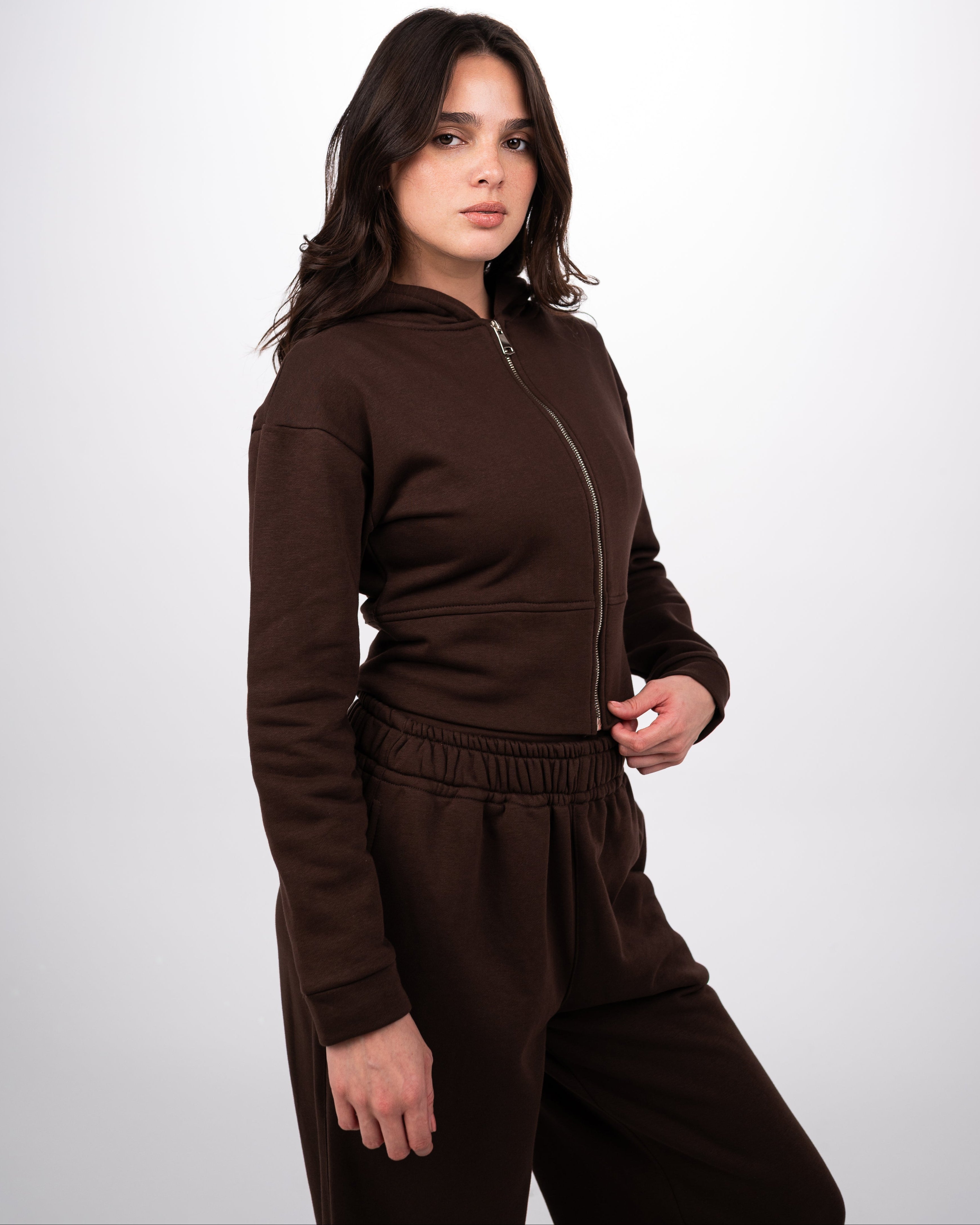 CONTOUR CROPPED JACKET - BROWN