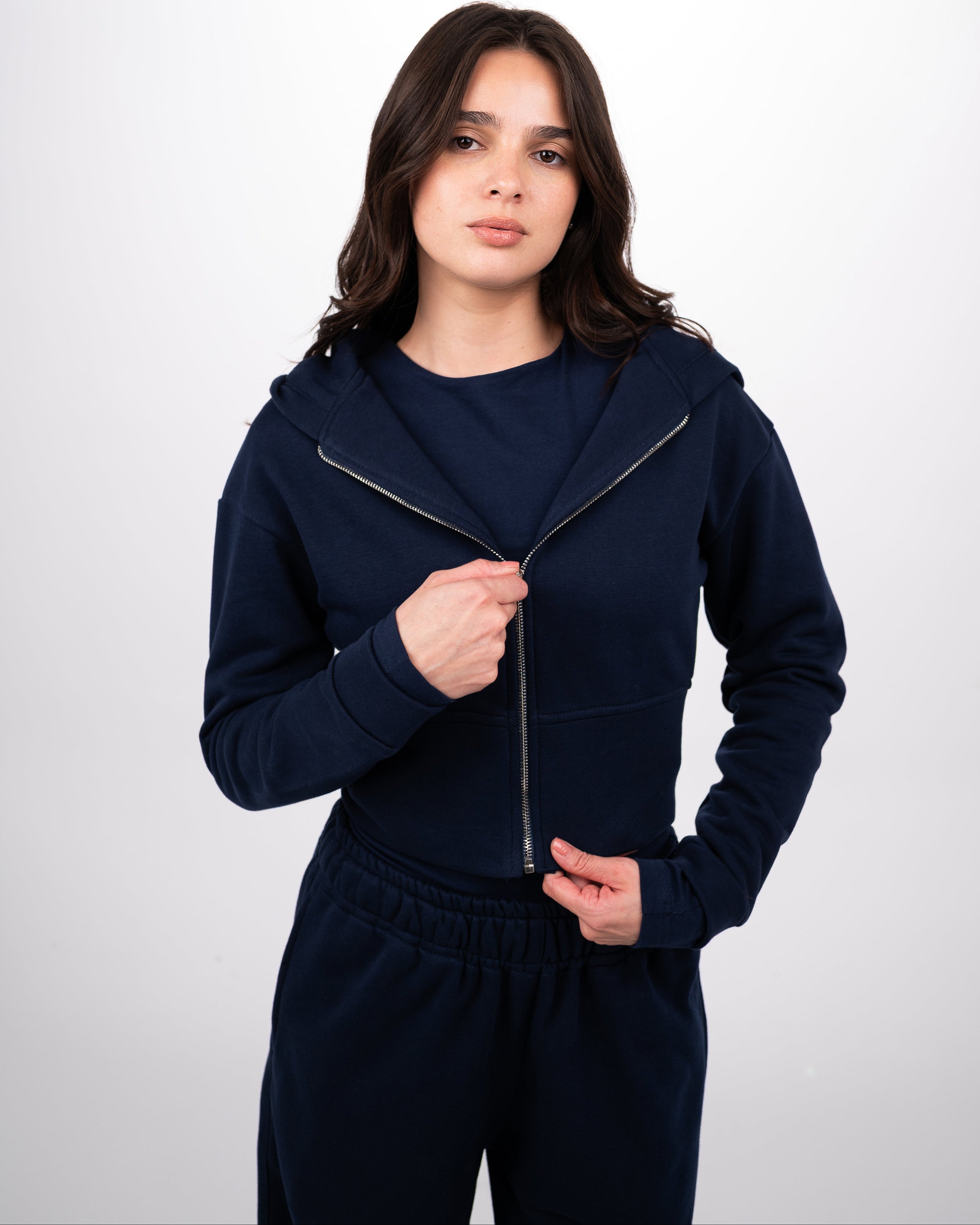 CONTOUR CROPPED JACKET - NAVY