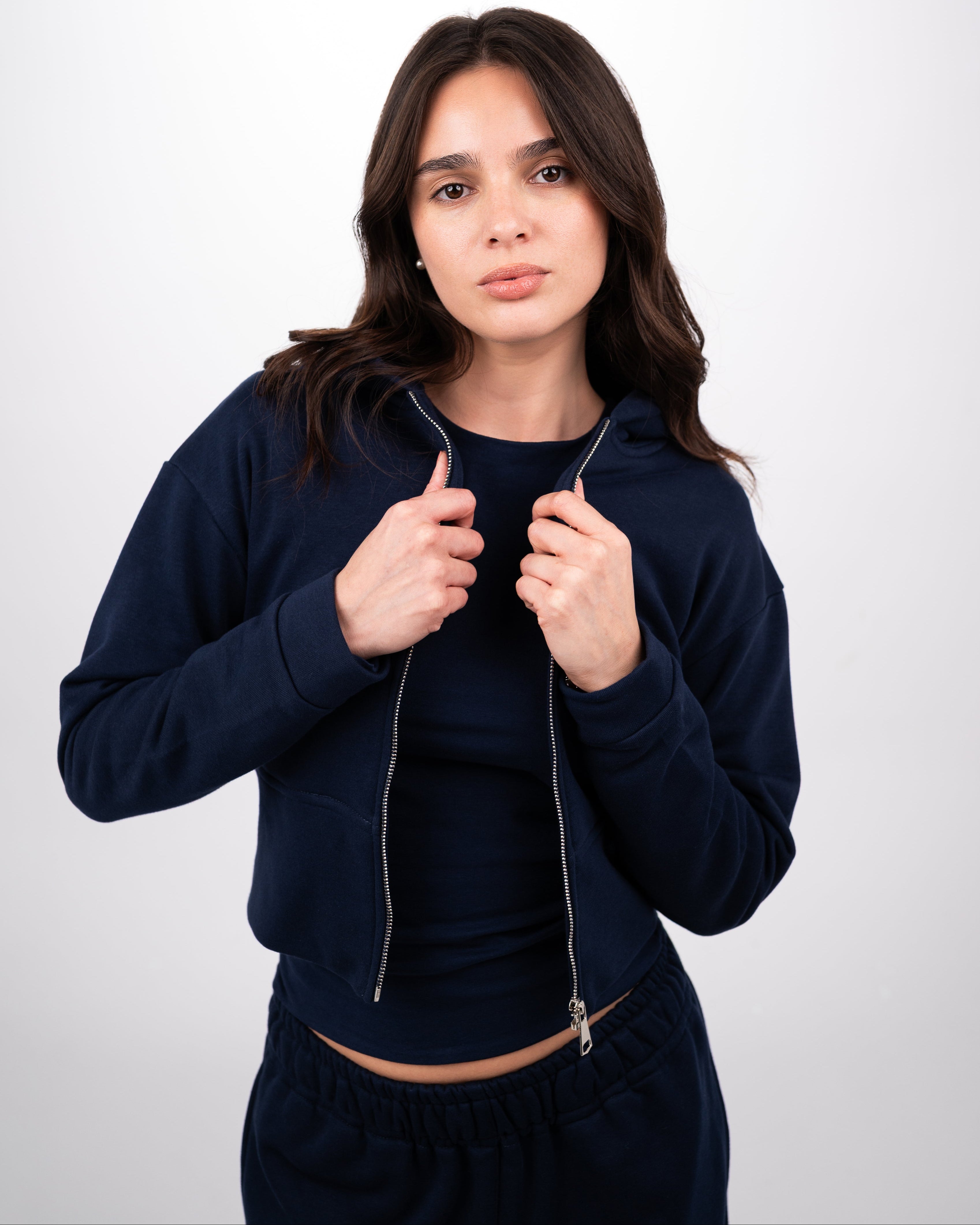 CONTOUR CROPPED JACKET - NAVY