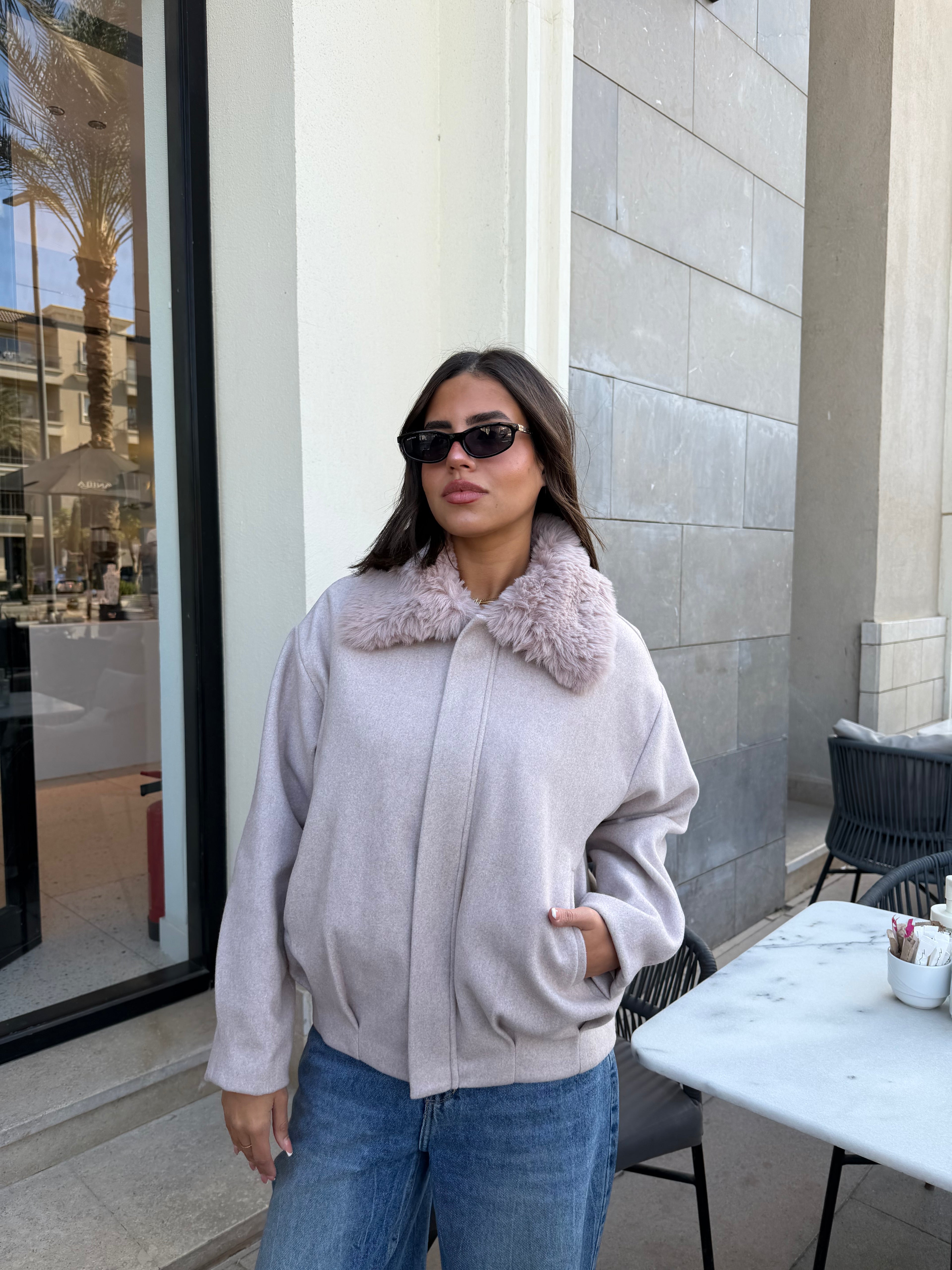 WOOL FUR JACKET - CASHMERE