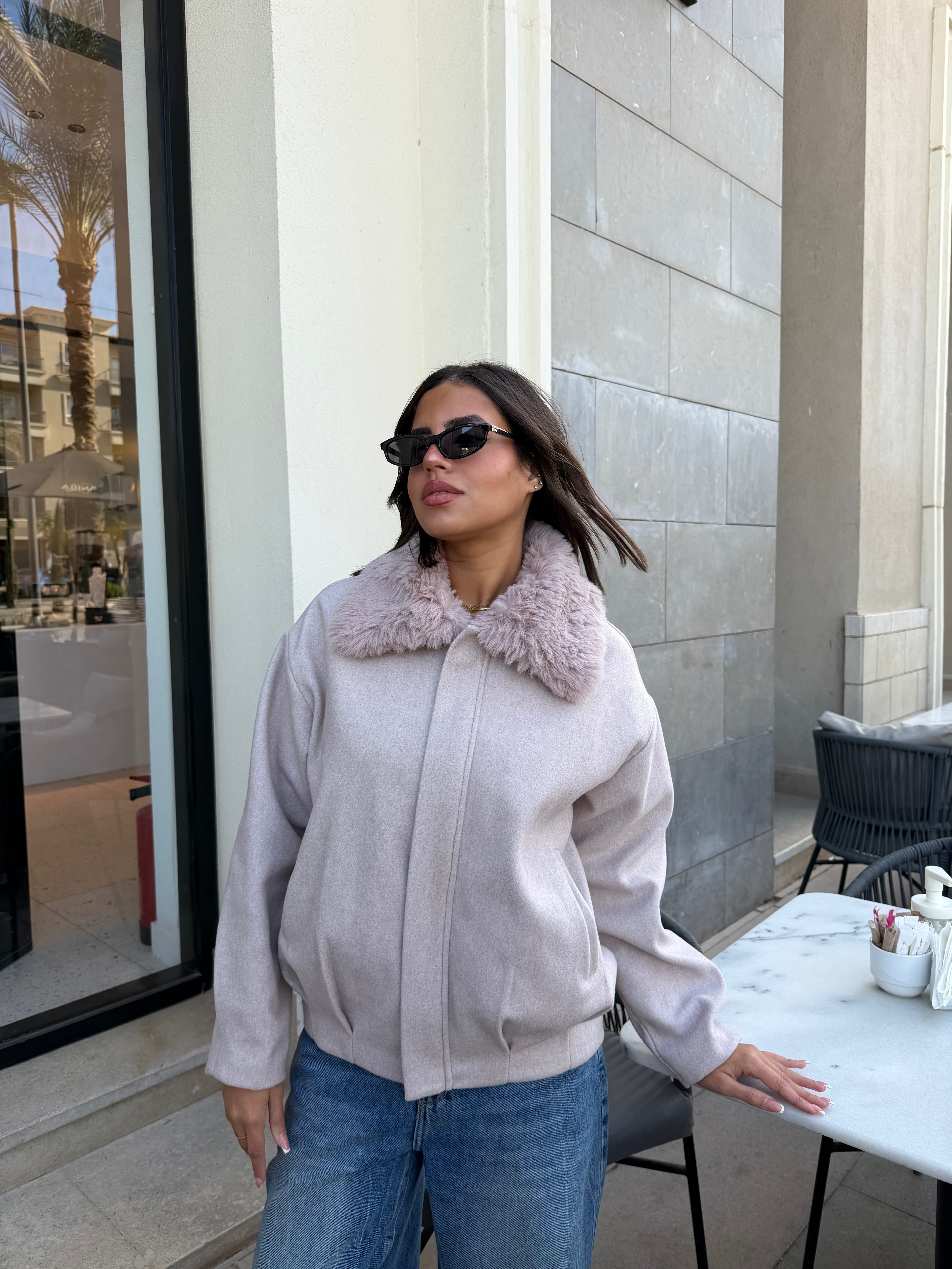 WOOL FUR JACKET - CASHMERE