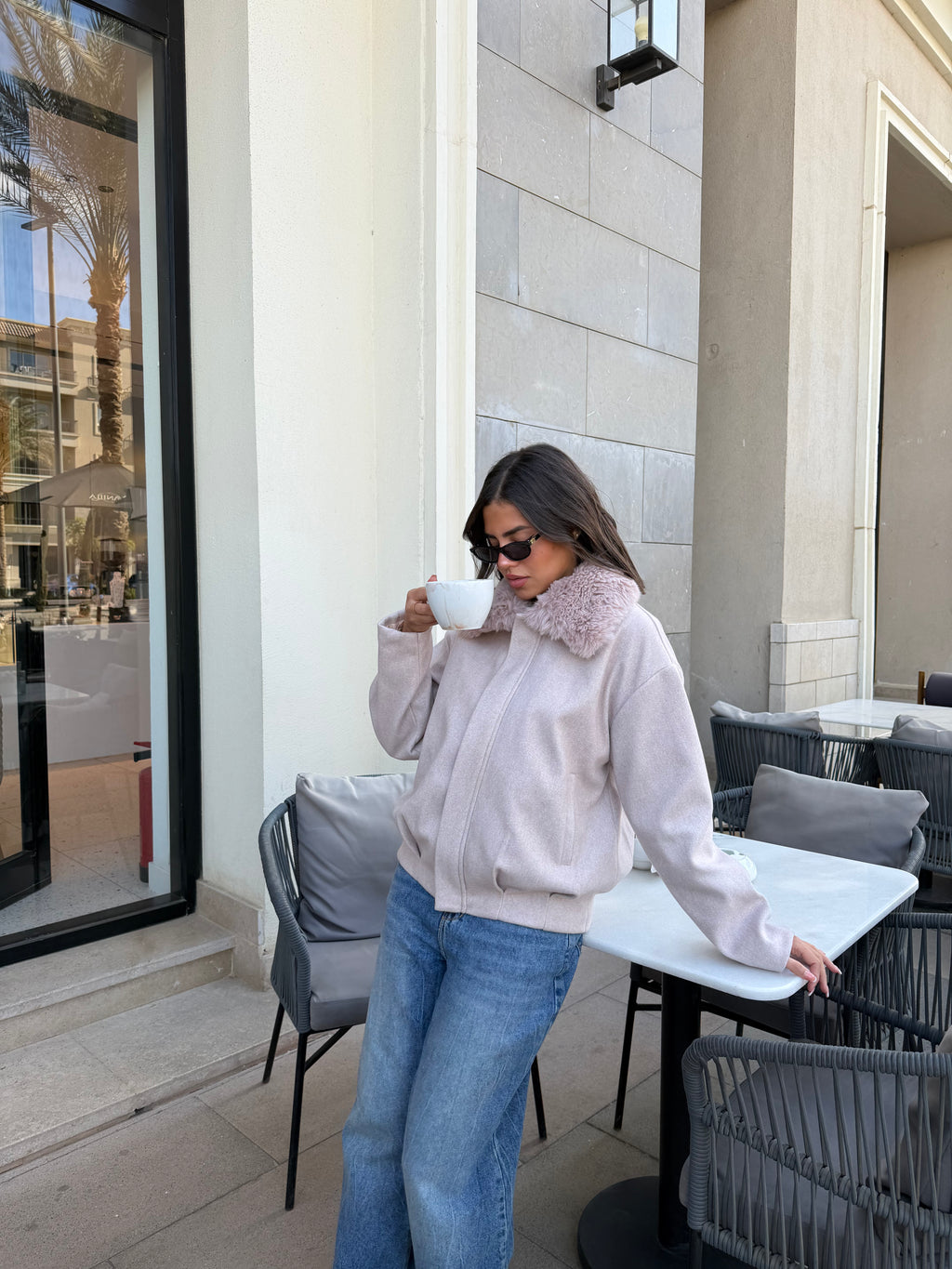 WOOL FUR JACKET - CASHMERE