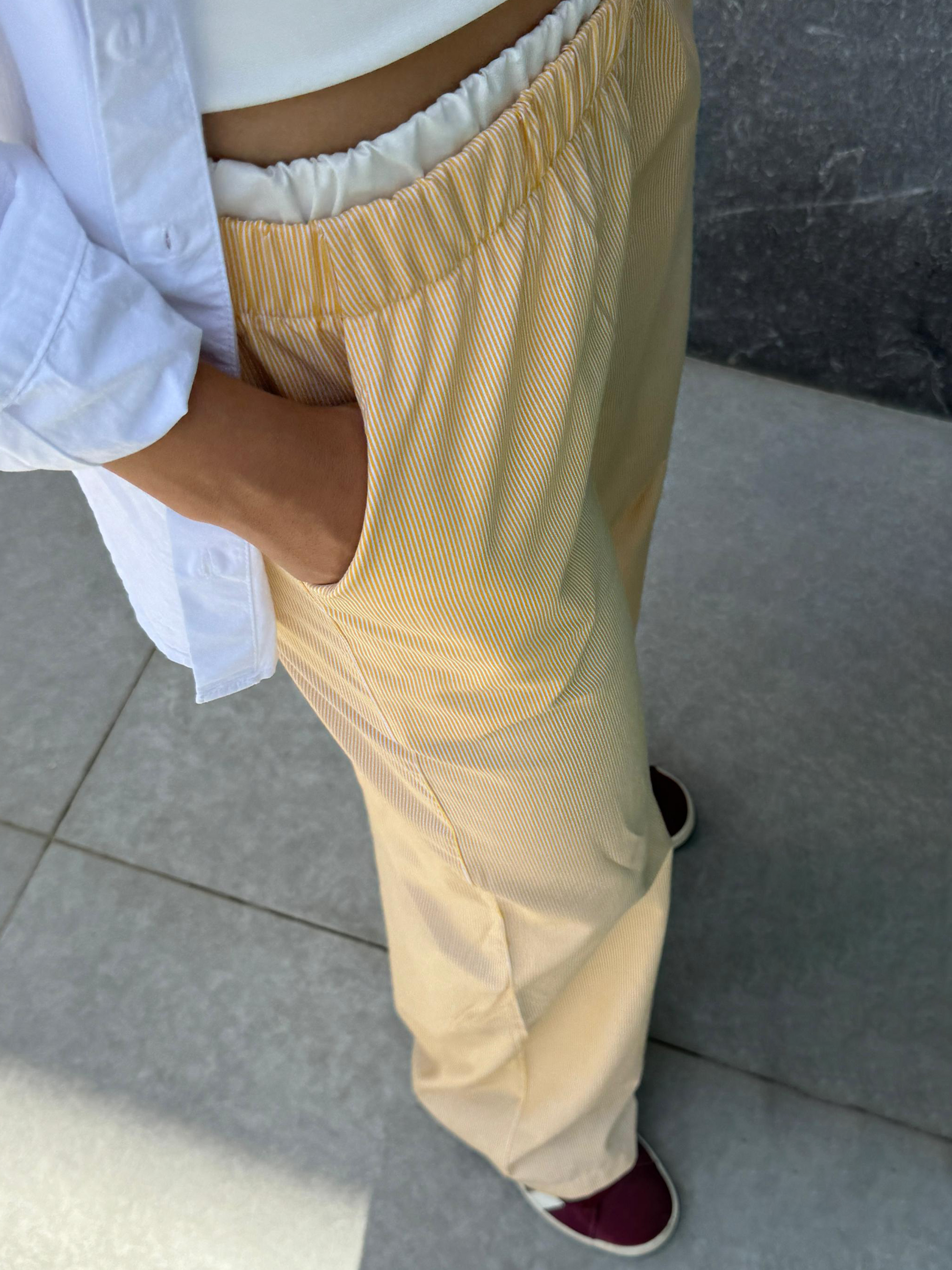 SUNBURST YELLOW STRIPED PANTS - Main Image