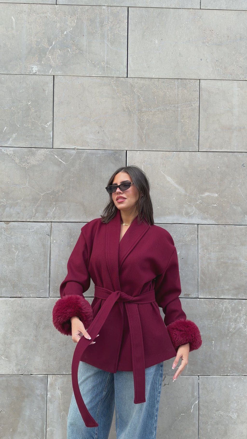 THE 3 WAY COAT - BURGUNDY