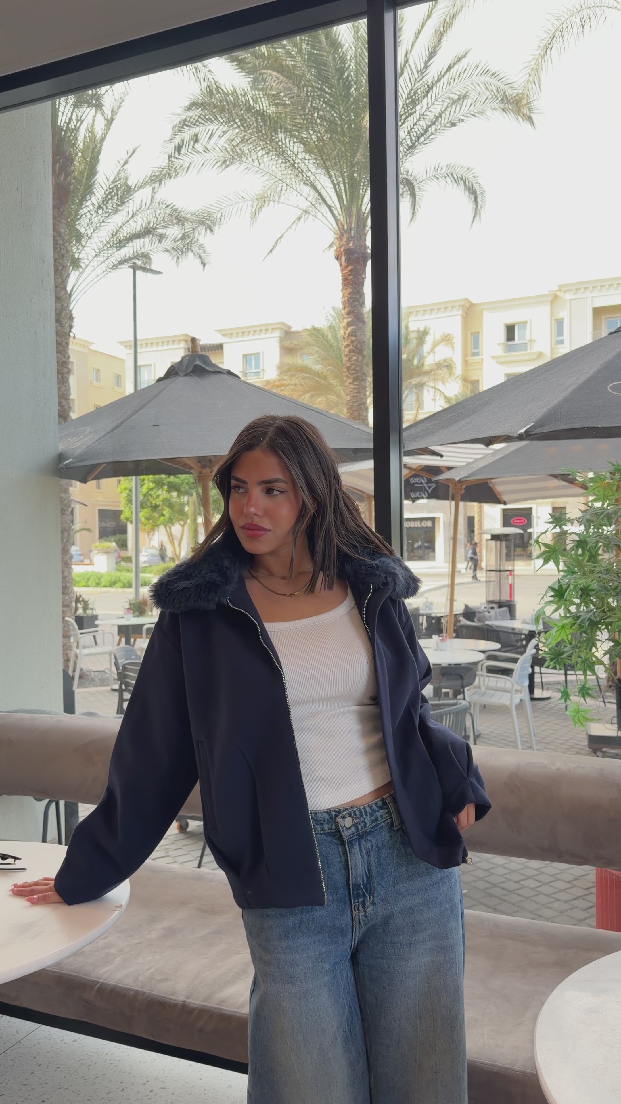 WOOL FUR JACKET - NAVY (PREORDER)