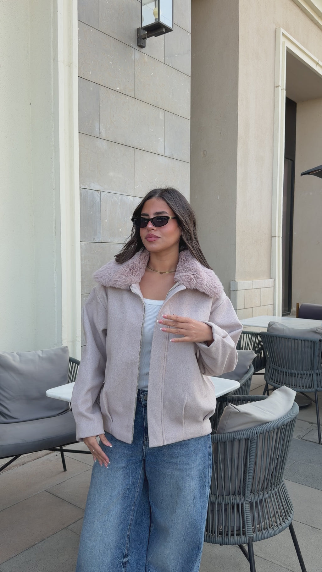 WOOL FUR JACKET - CASHMERE