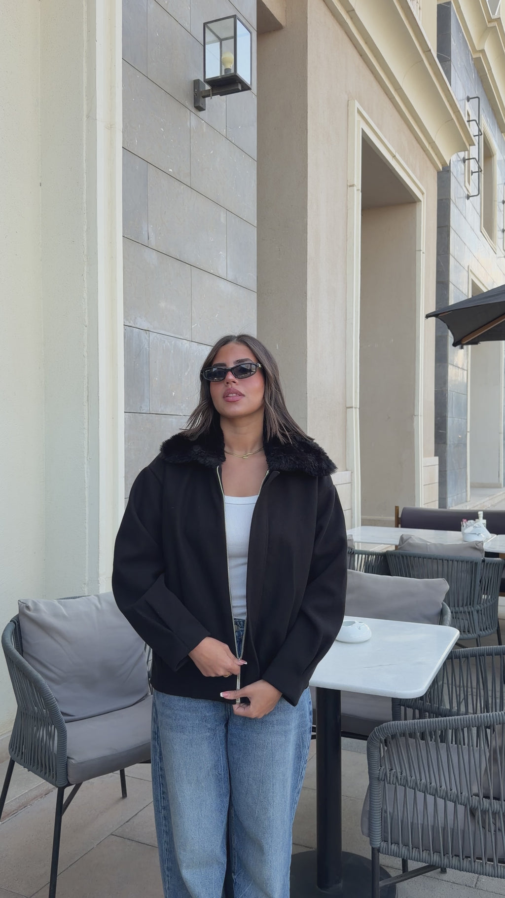 WOOL FUR JACKET - BLACK (PREORDER)